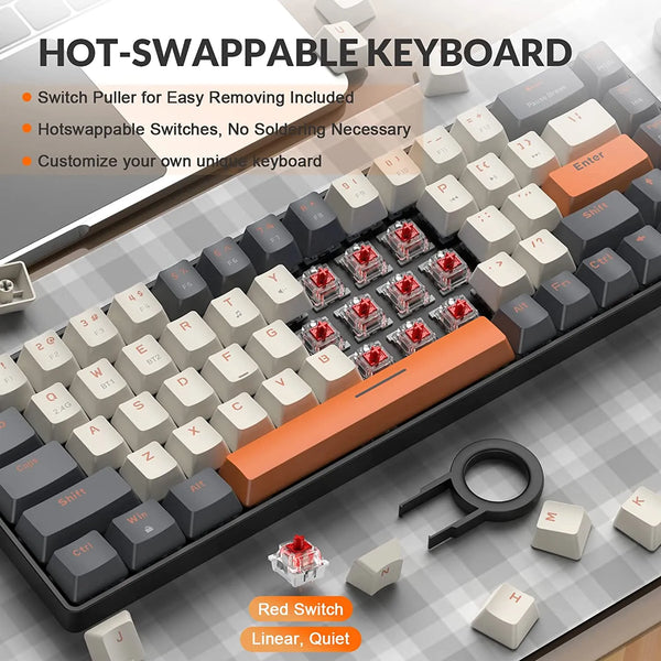 Mini teclado mecânico com switch vermelho wireless/Bluetooth